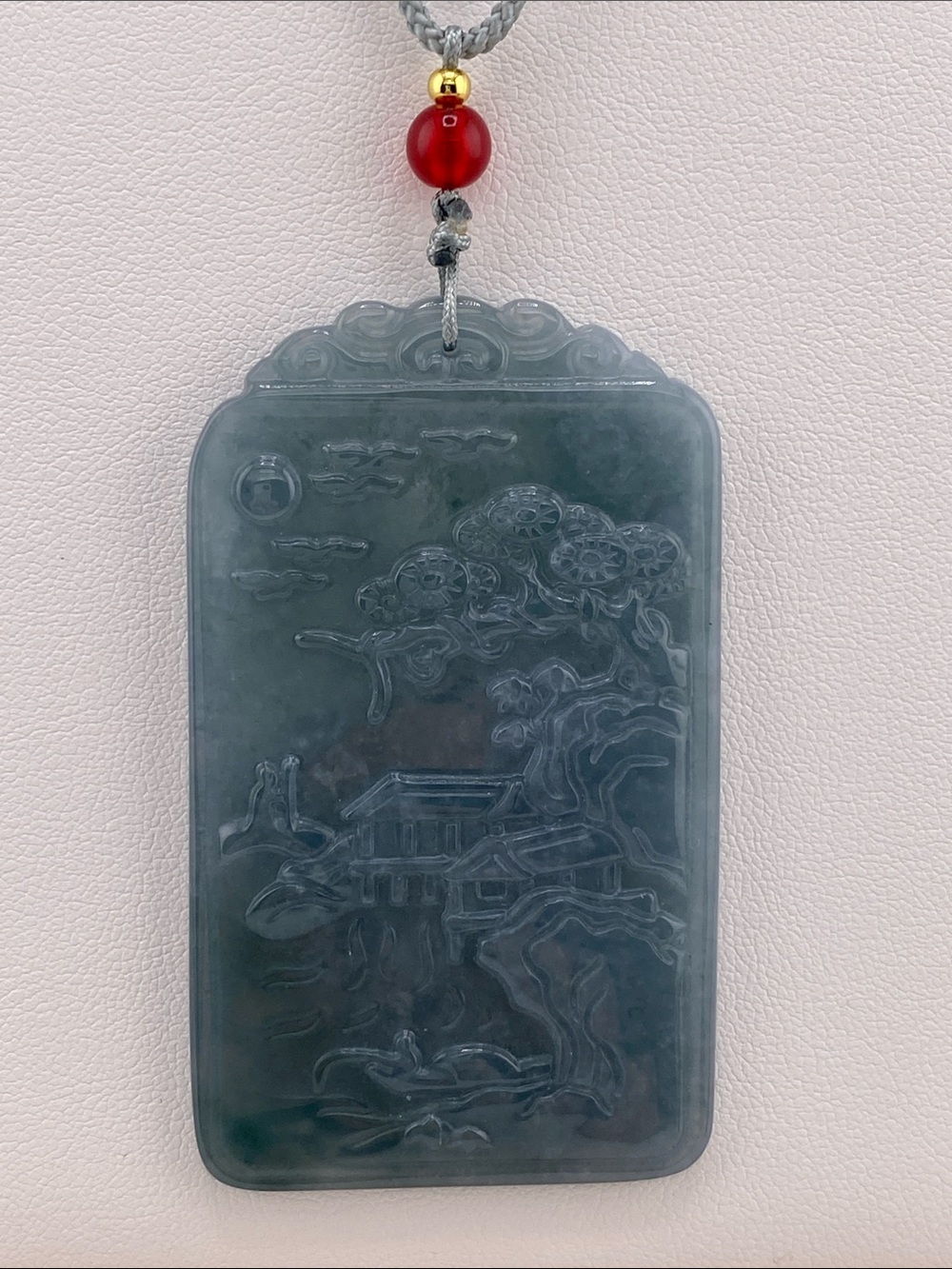 Handcrafted Dark Green Jade Pendant Necklace - Elegant Home Art Accent
